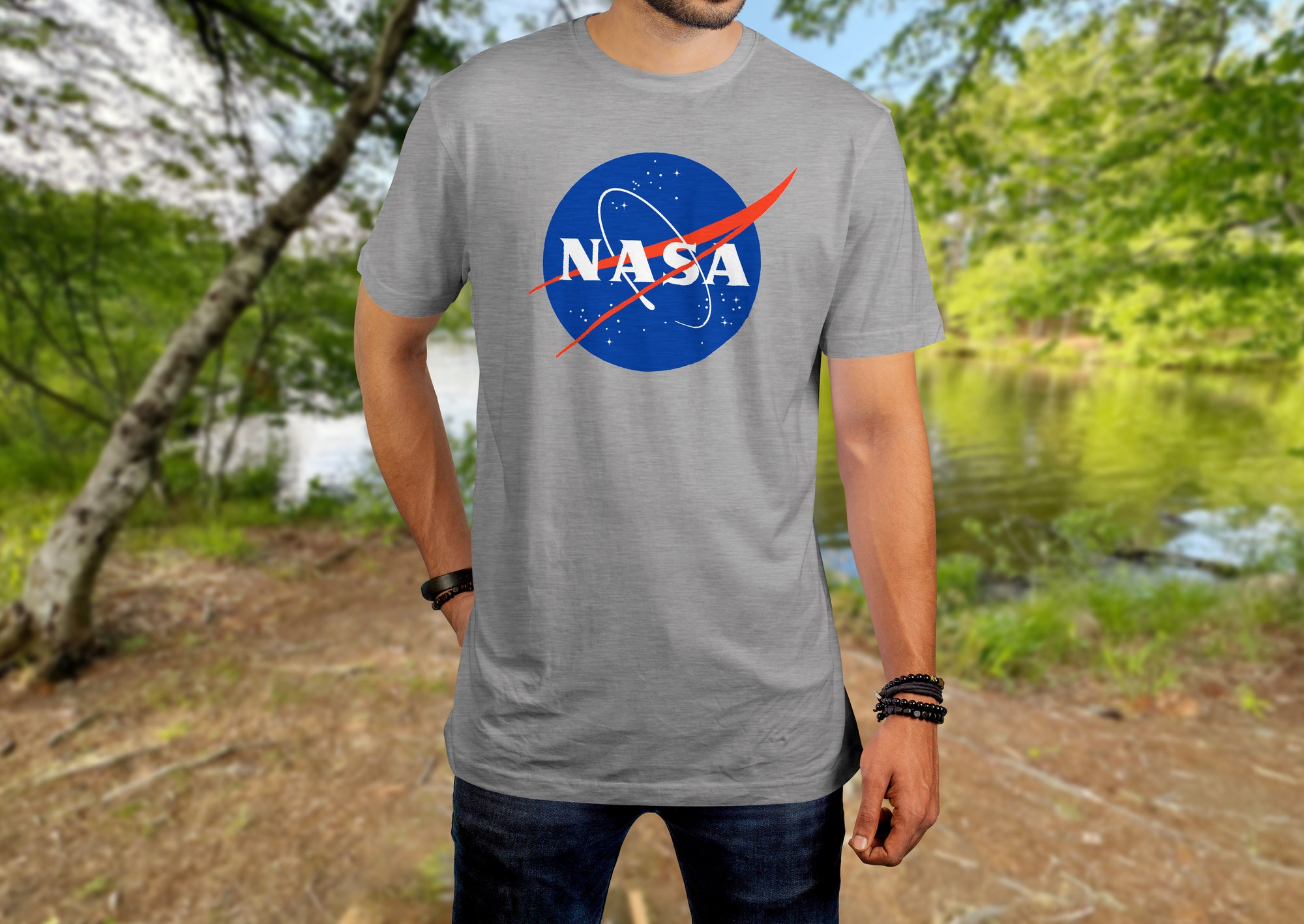 - T-Shirt, 100% NASA Men\'s Curiosity Logo Jasper\'s Cotton Classic Gray Fit in
