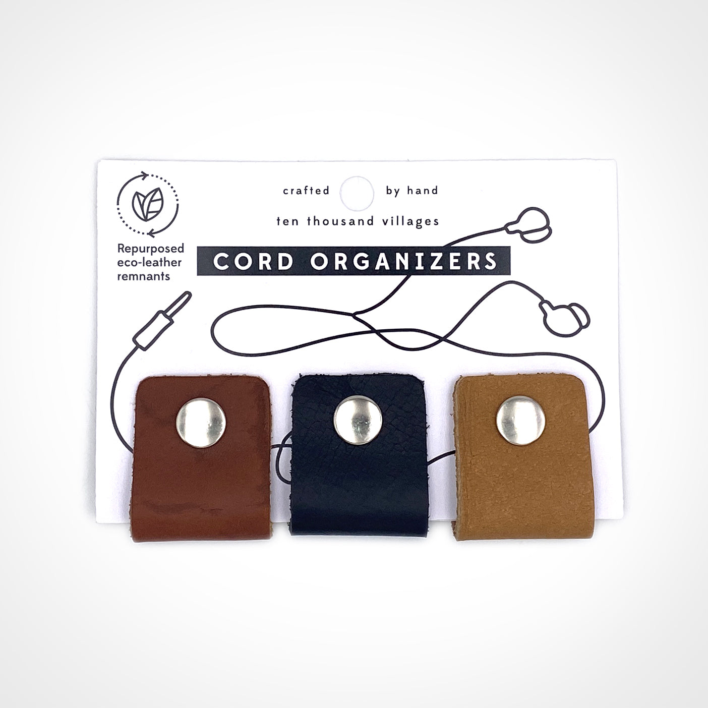 Leather cord organizer, set of 3. Color option B.