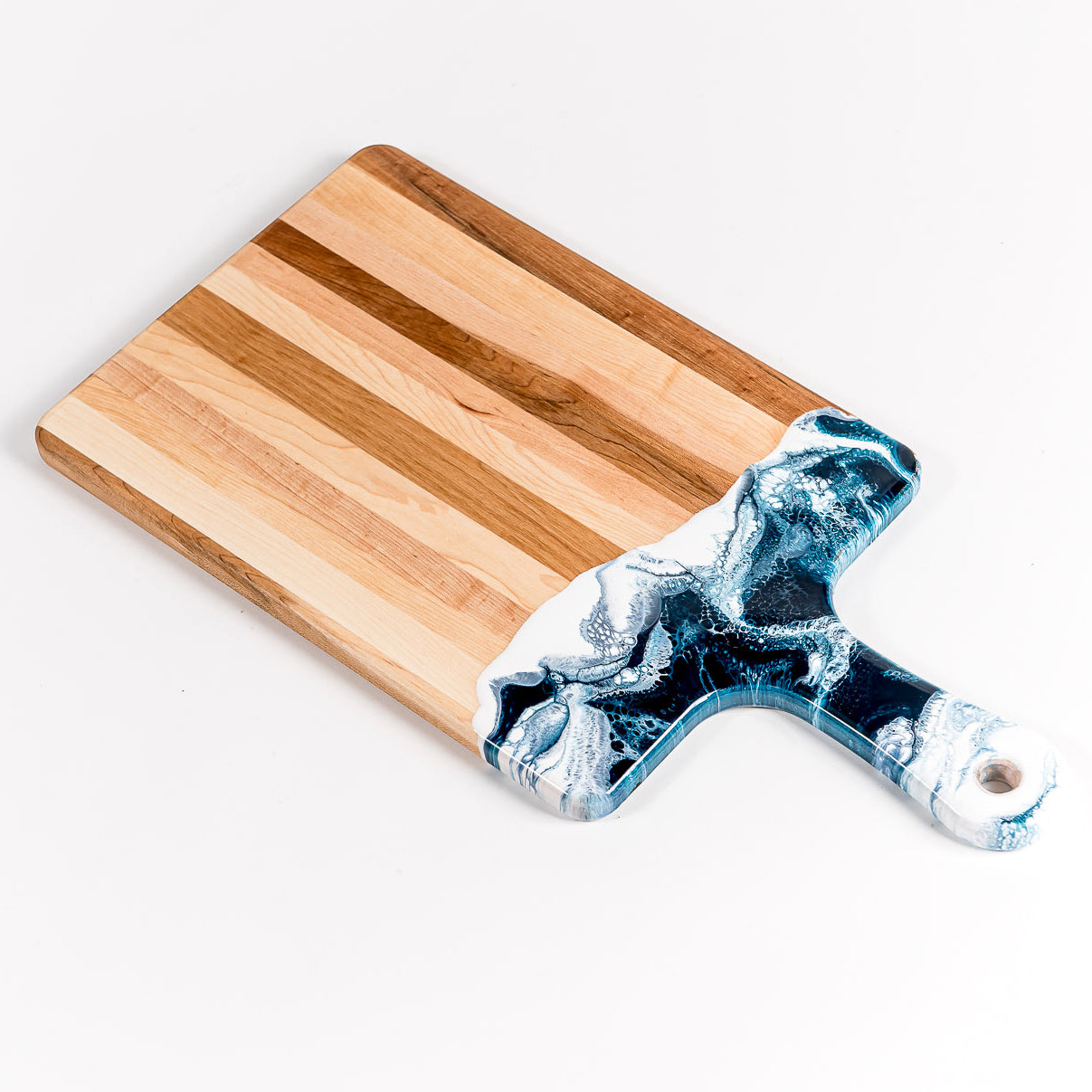 Acacia Resin Cheeseboard in navy and white.