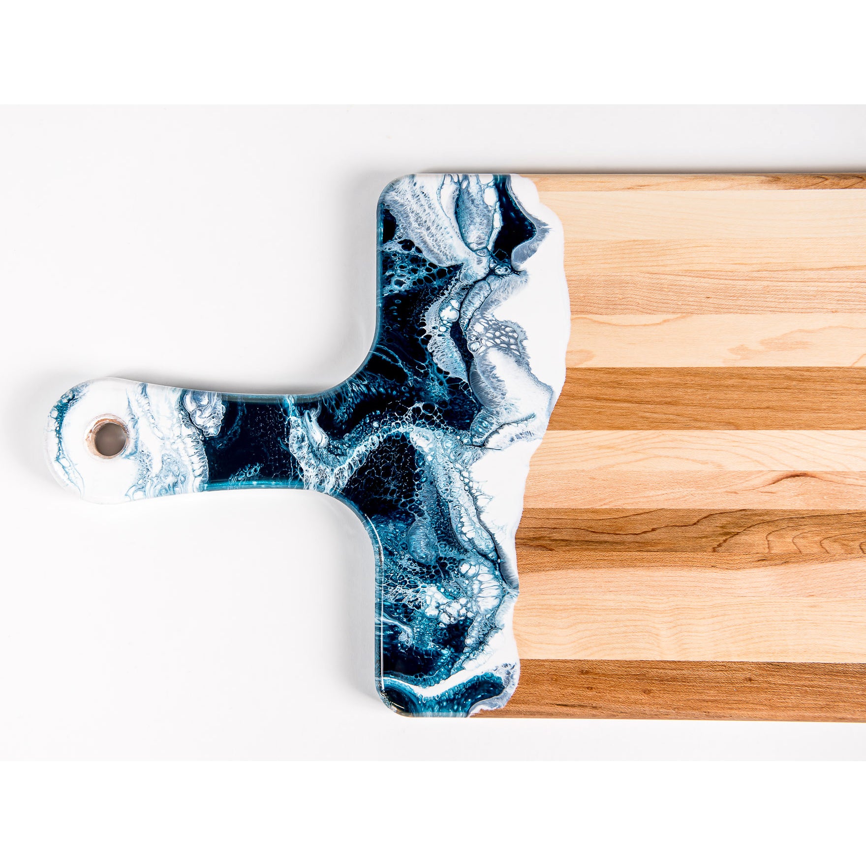 Acacia Resin Cheeseboard in navy and white.