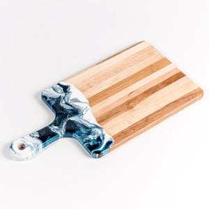 Acacia Resin Cheeseboard in navy and white,.