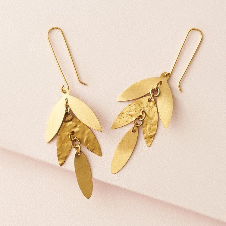 Chameli style gold leaf drop earrings.