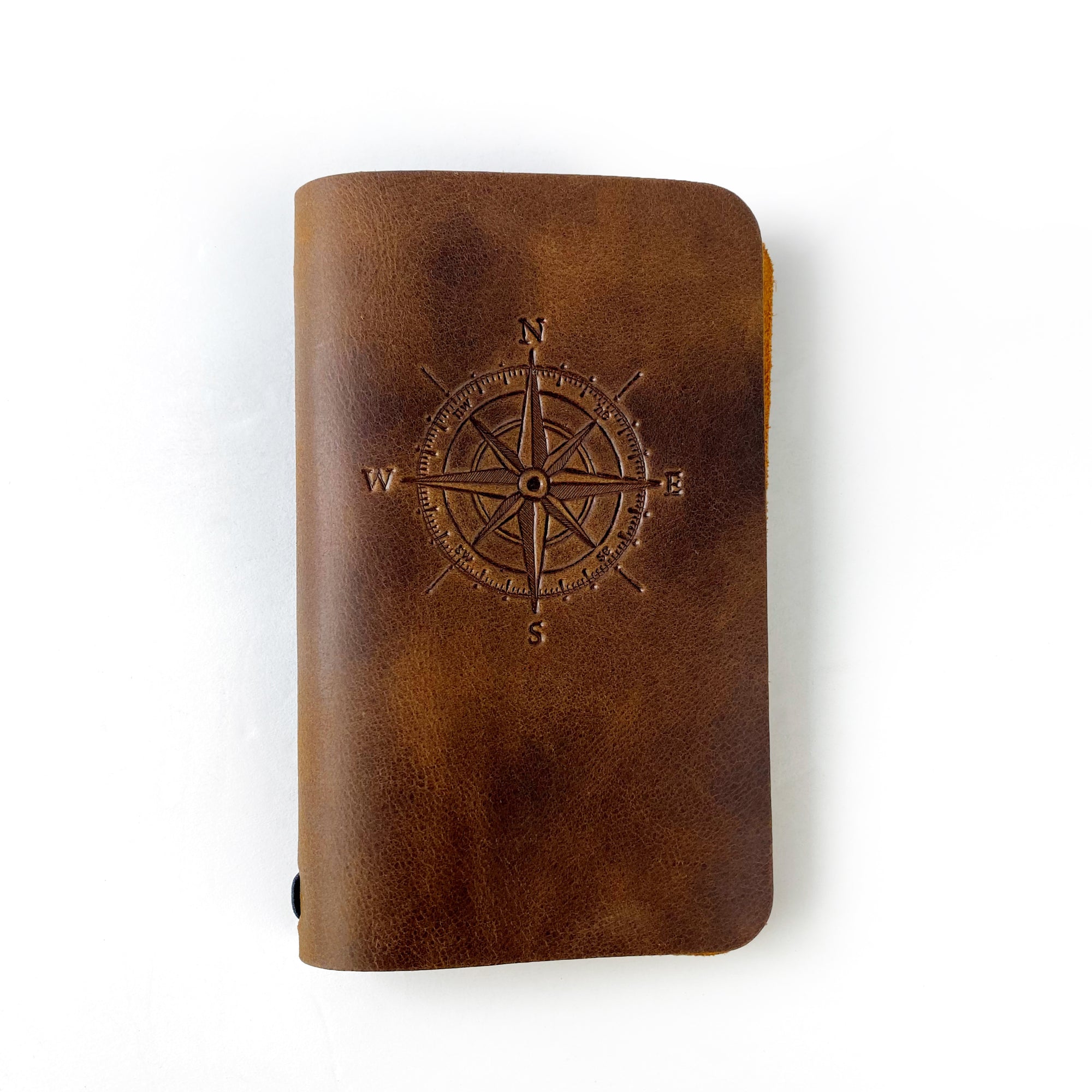 Leather Journal with compass engraving.