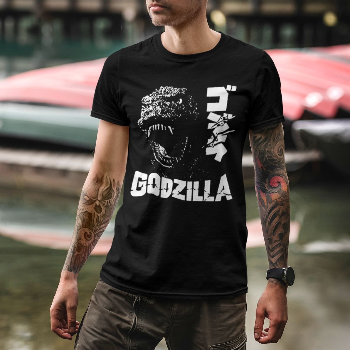 Godzilla Scream Kanji Cotton T-Shirt in Classic Fit | Black and White -  Jasper's Curiosity