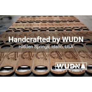 wooden bottle openers with Wudn brand logo